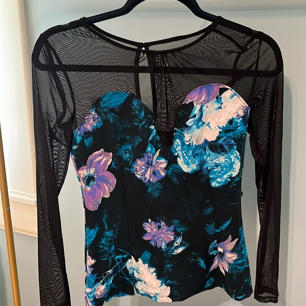 Guess Corset Top with Mesh Detail